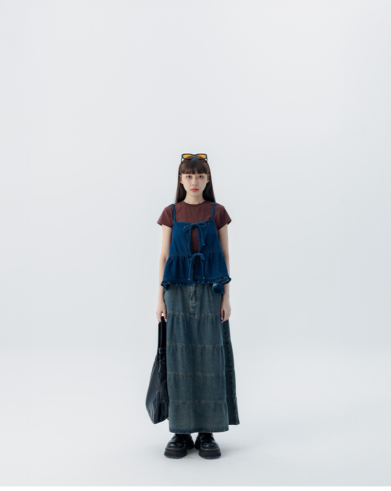 2WAYリボンデニムベスト