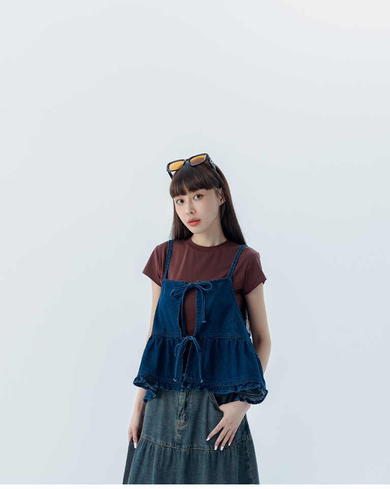 2WAYリボンデニムベスト