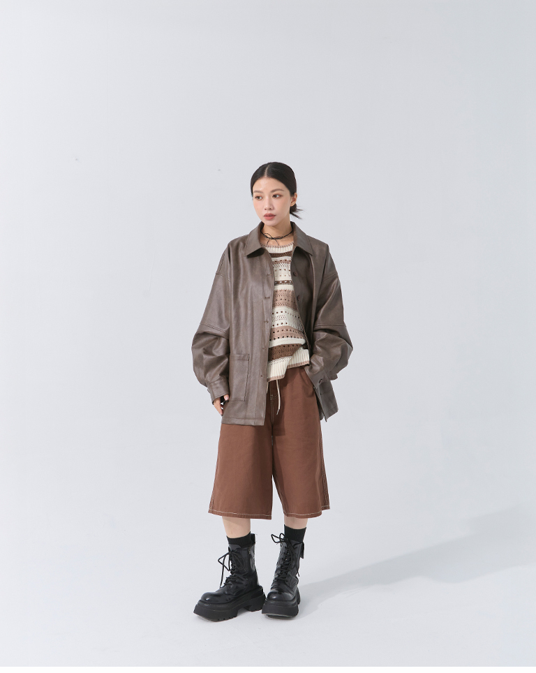 ストライプ透かし編みニットベスト 2色展開