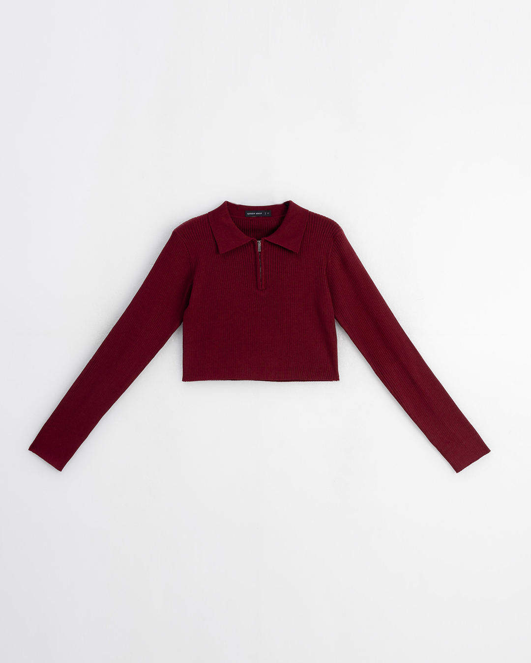 ハーフジップニットトップス レッド