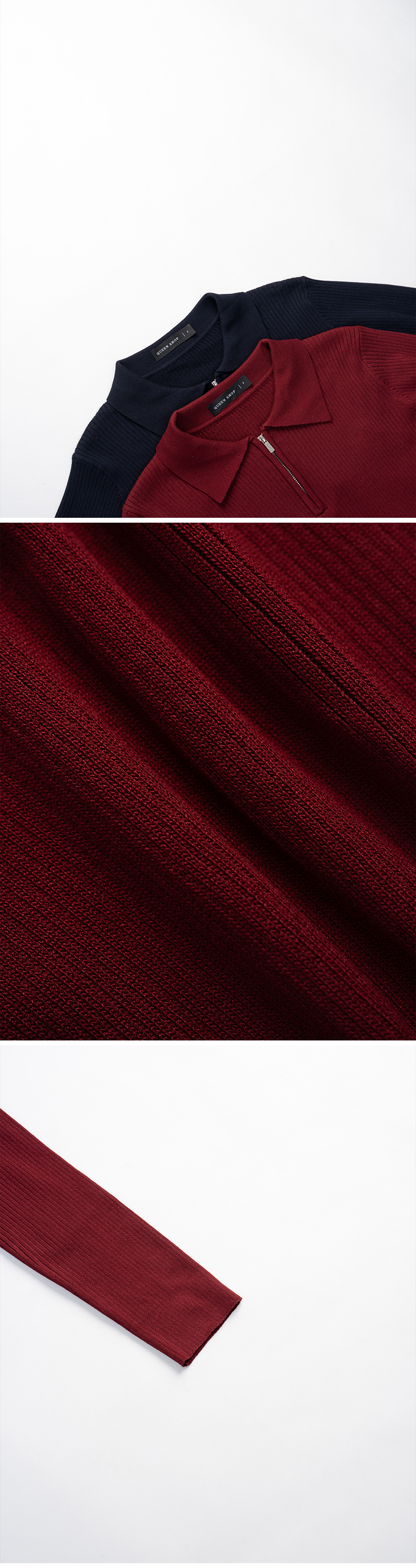 ハーフジップニットトップス レッド