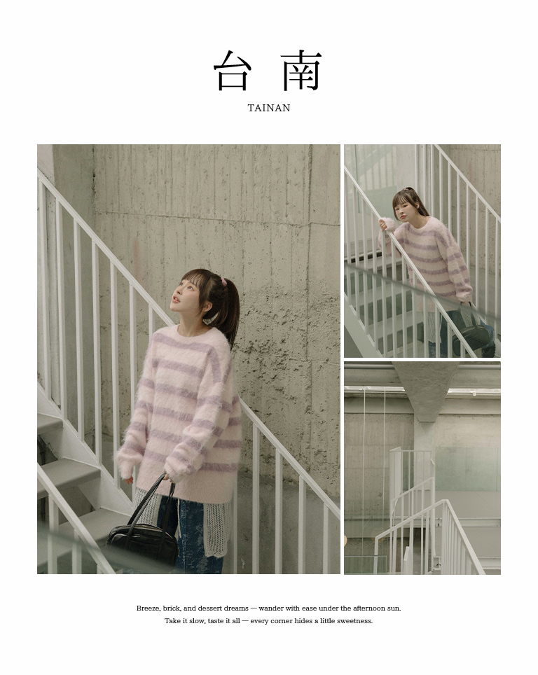 シャギー配色ボーダーニット 2色展開