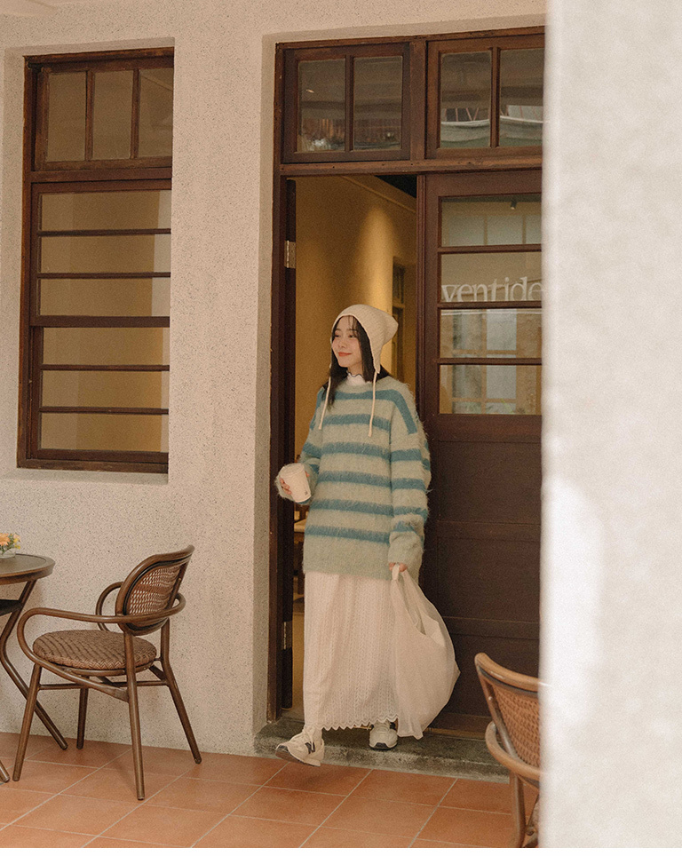 シャギー配色ボーダーニット 2色展開