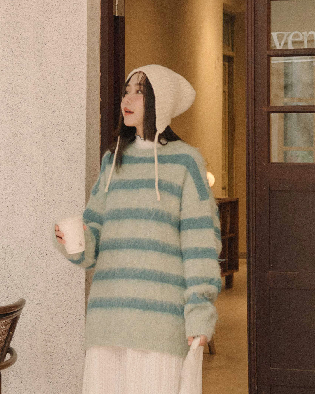 シャギー配色ボーダーニット 2色展開