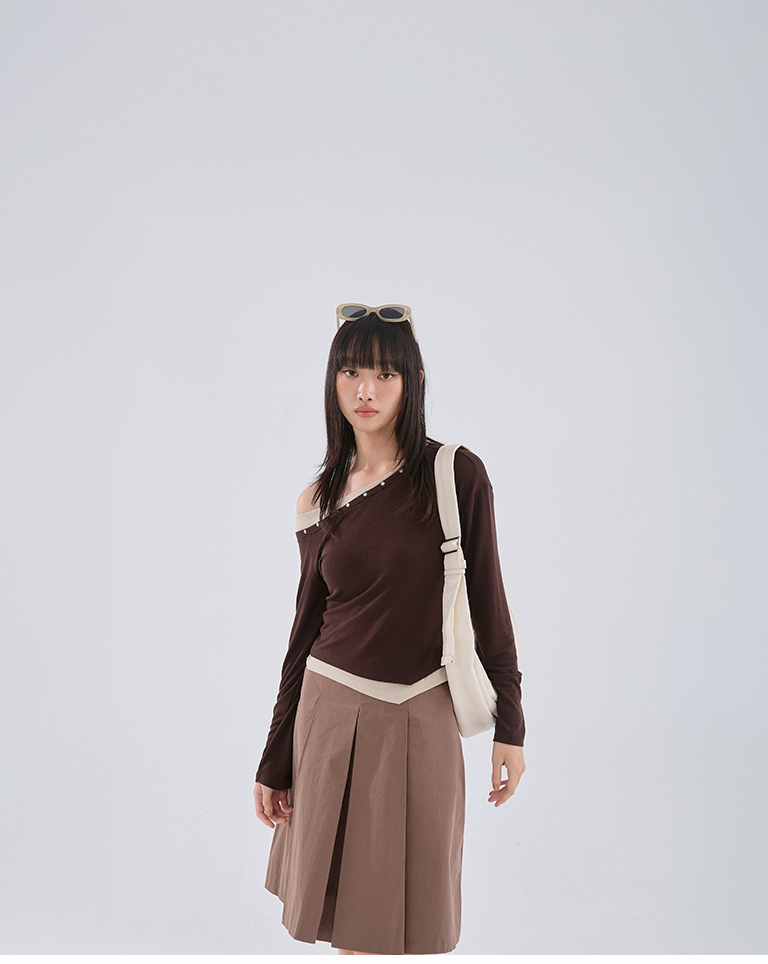 ワンショルダートップス 2色展開