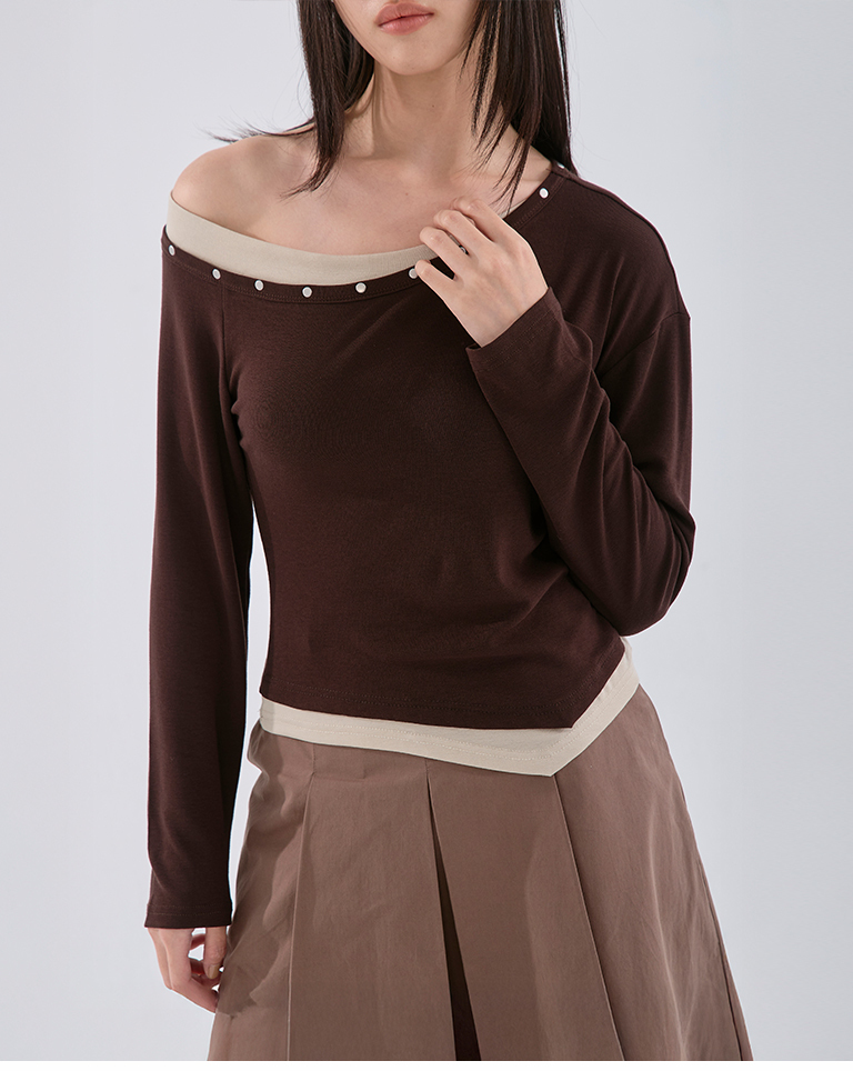 ワンショルダートップス 2色展開