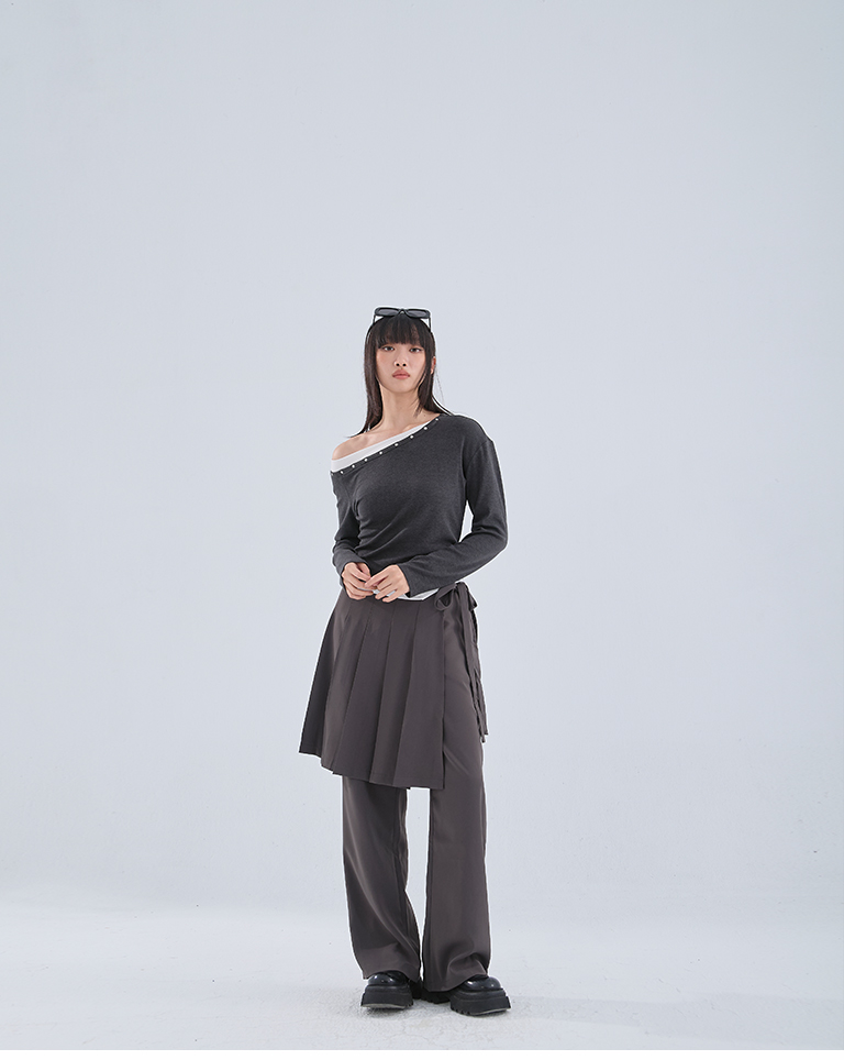 ワンショルダートップス 2色展開