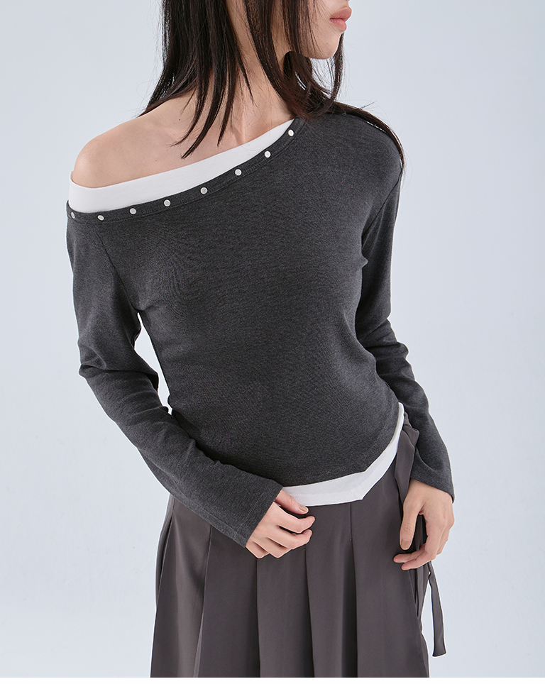 ワンショルダートップス 2色展開