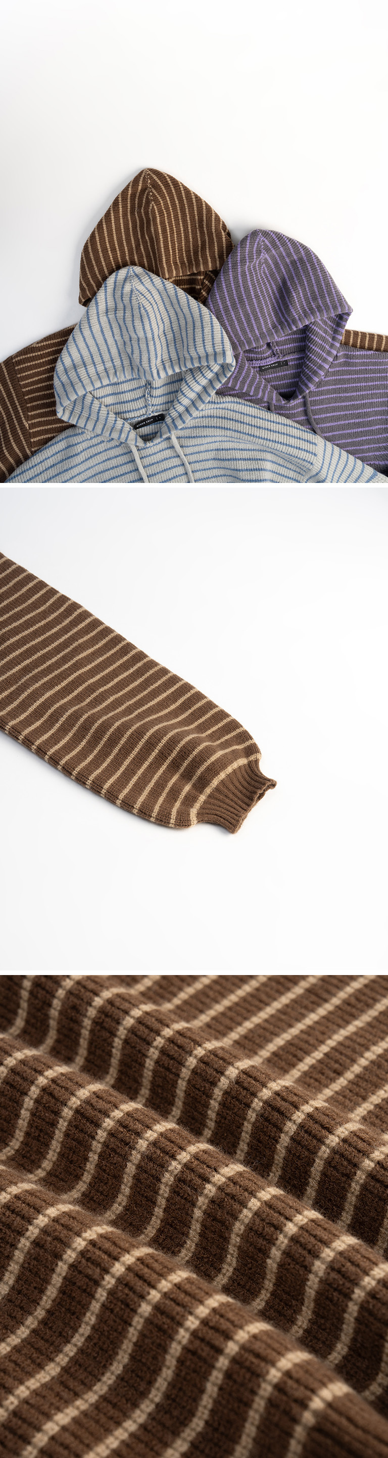 ストライプフーディニットトップス  3色展開