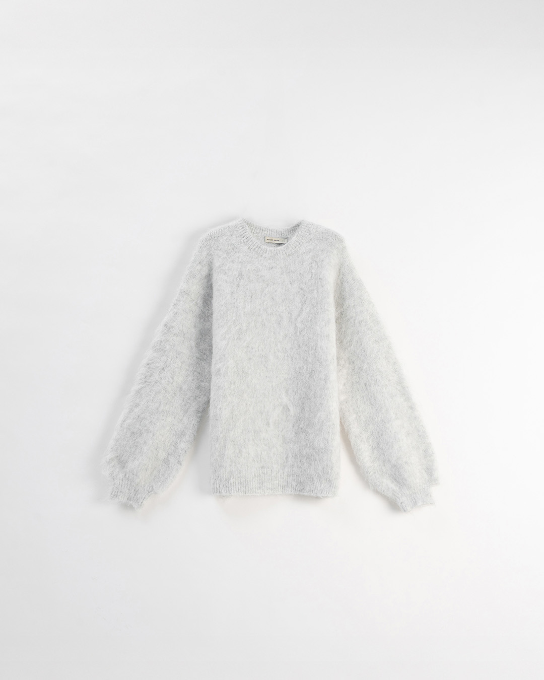 フラワーヤーンフェザーニットワイド グレー