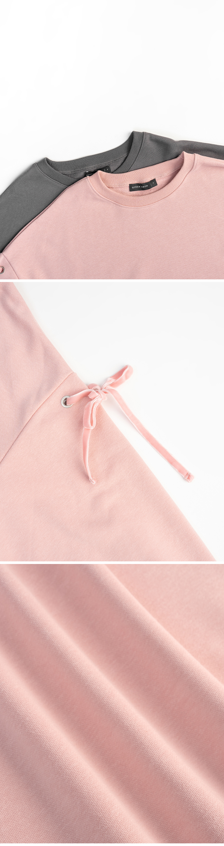 スリーブリボン付き長袖スウェット 2色展開