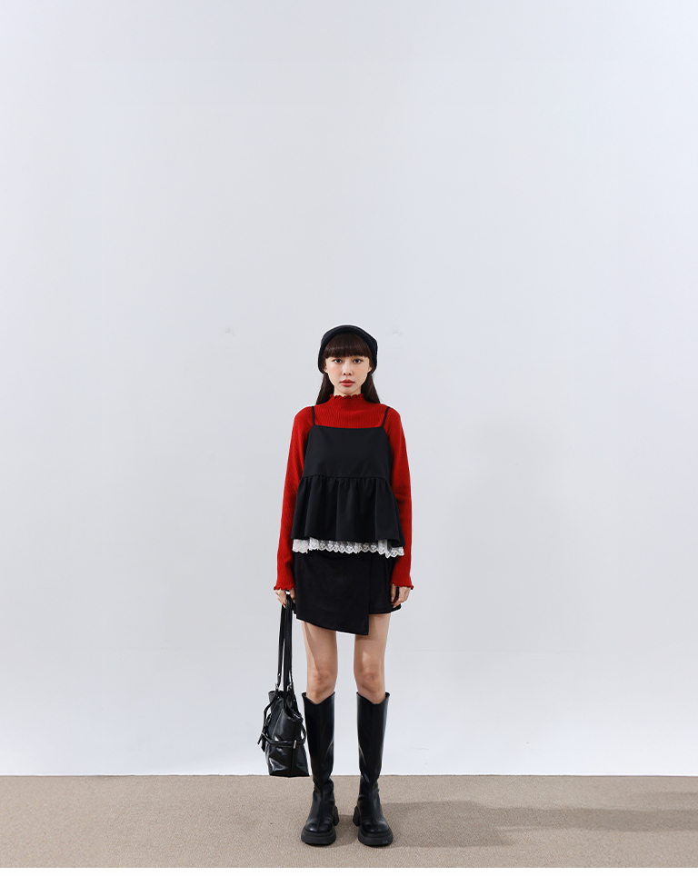 レース切替キャミソールトップス 2色展開