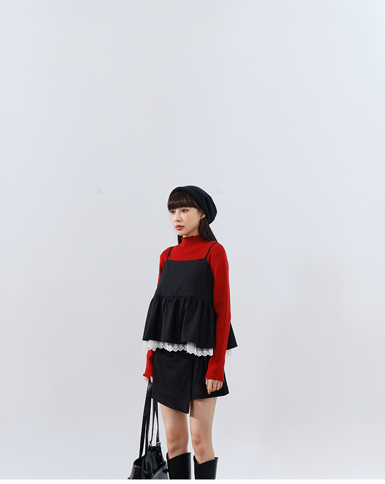 レース切替キャミソールトップス 2色展開