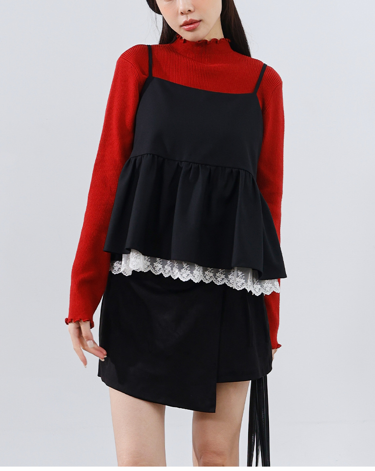 レース切替キャミソールトップス 2色展開