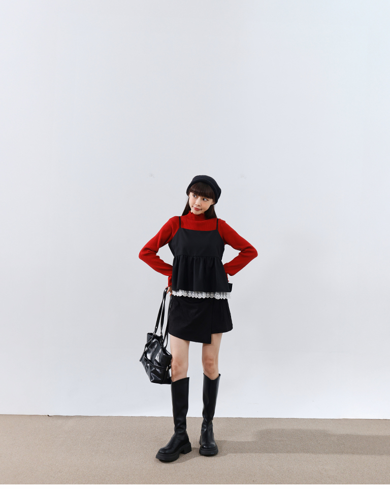 レース切替キャミソールトップス 2色展開