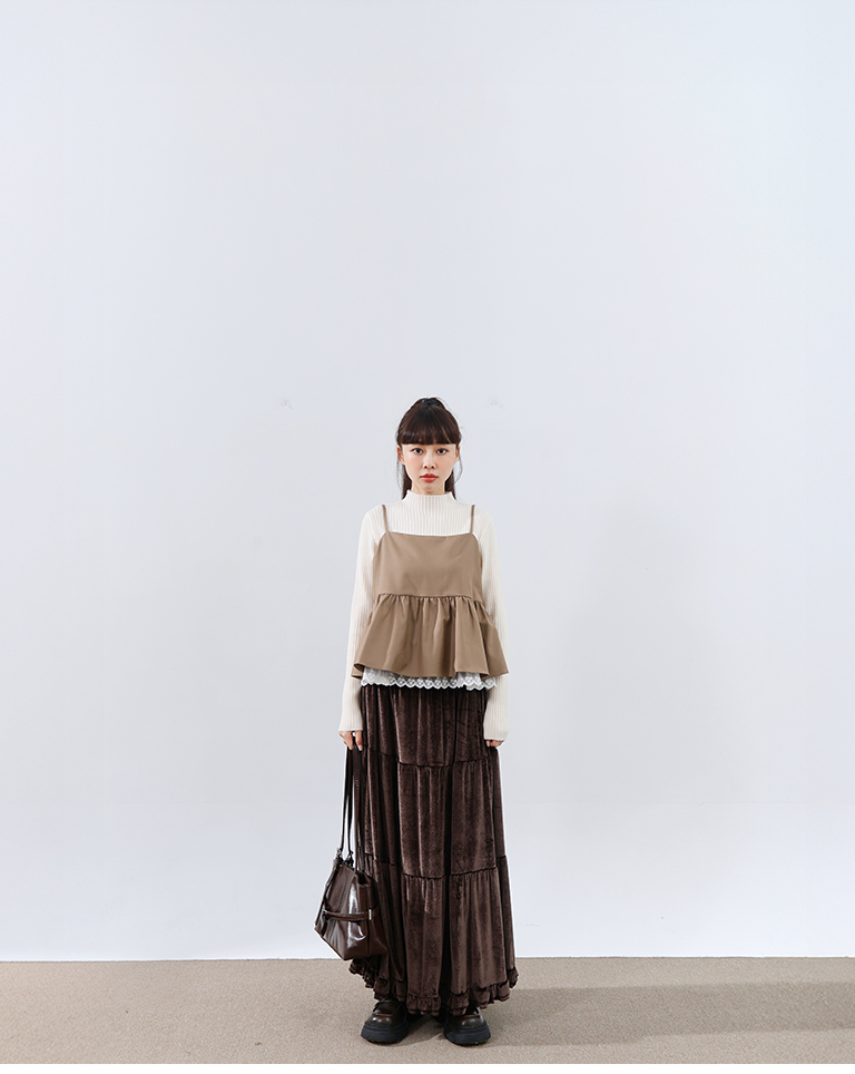 レース切替キャミソールトップス 2色展開