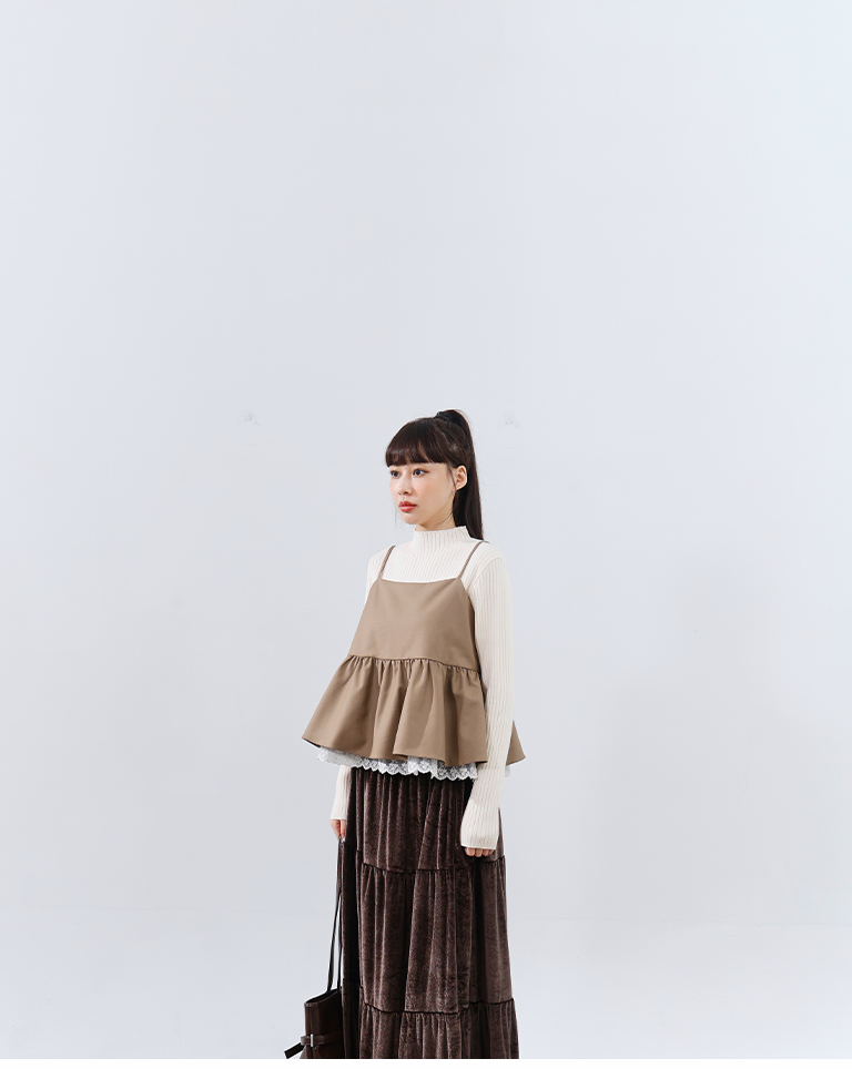 レース切替キャミソールトップス 2色展開