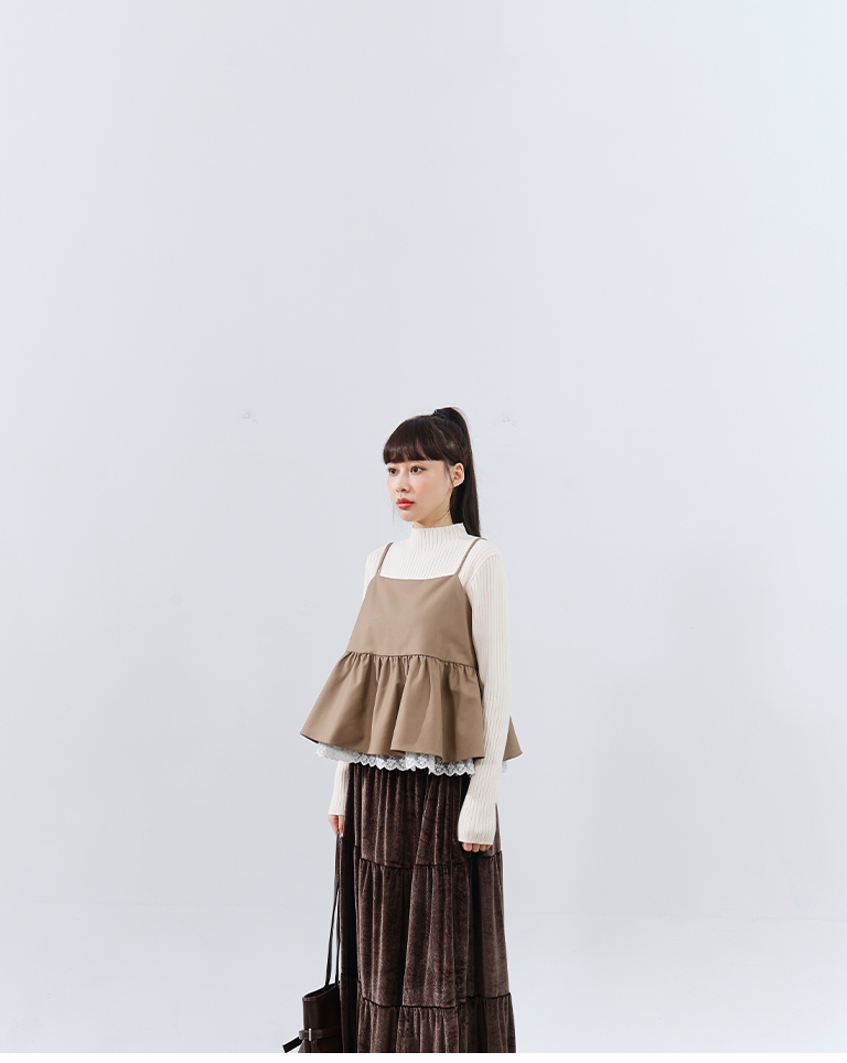 レース切替キャミソールトップス 2色展開