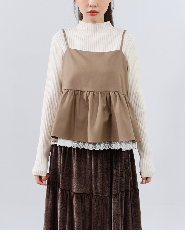 レース切替キャミソールトップス 2色展開