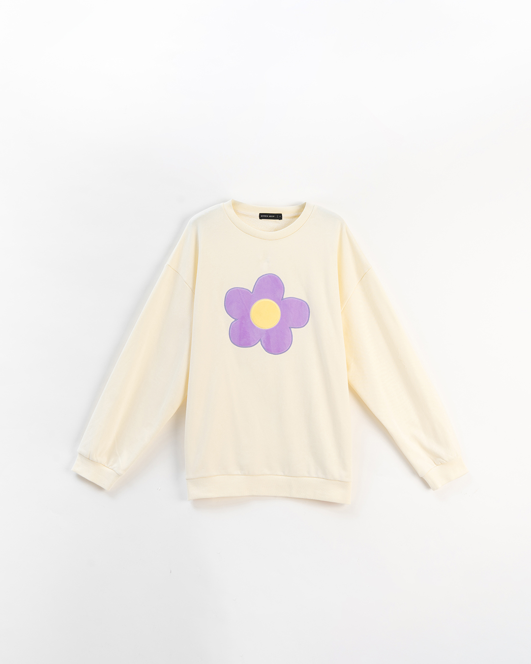 フラワー刺繍スウェット ベージュ