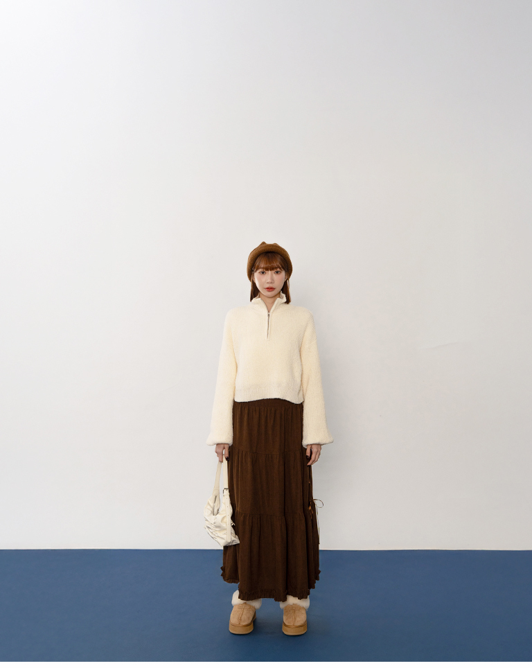 ハーフジップショートニット 3色展開