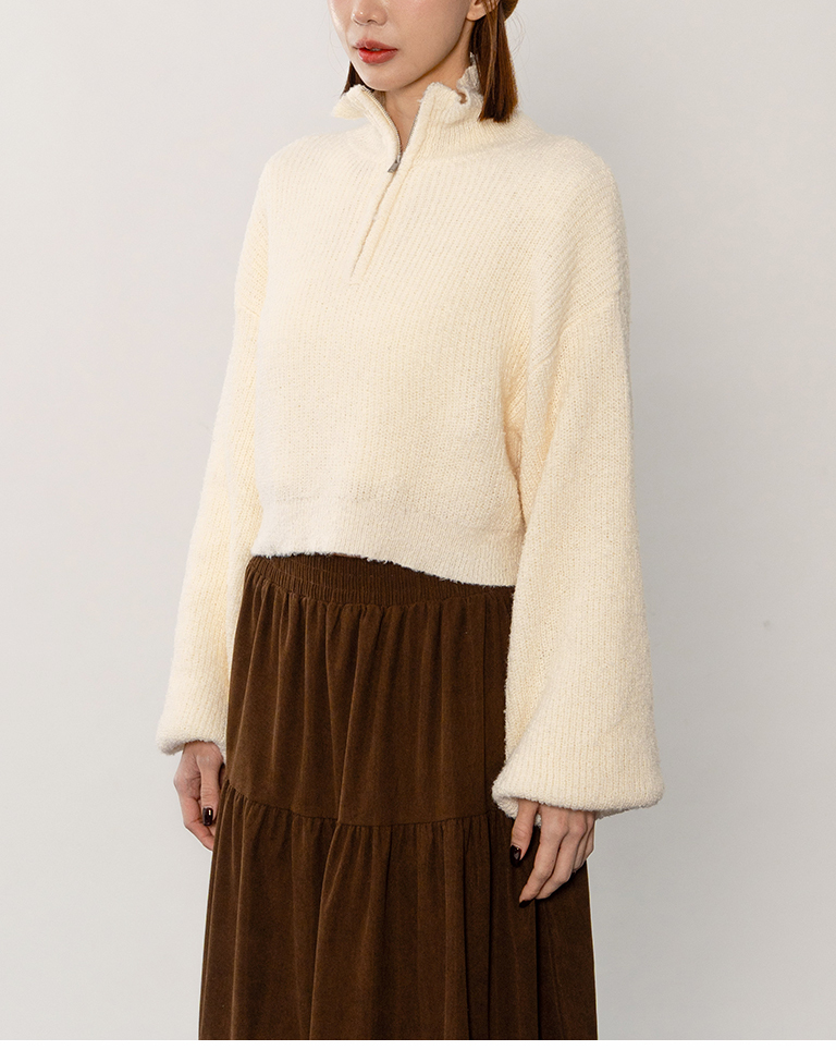 ハーフジップショートニット 3色展開