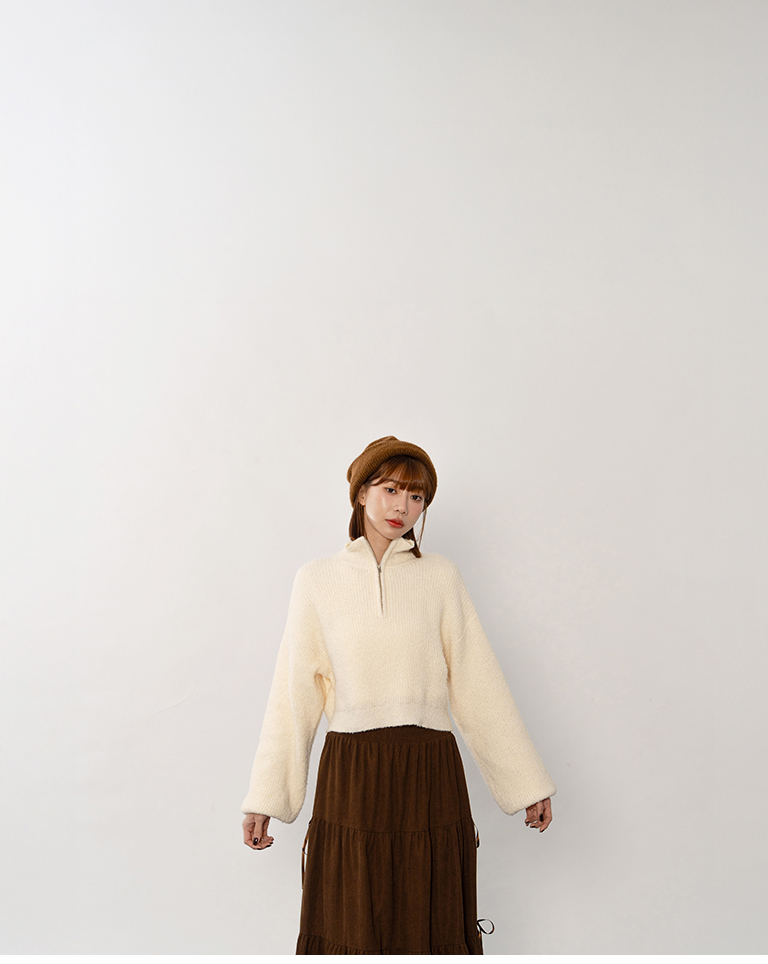 ハーフジップショートニット 3色展開