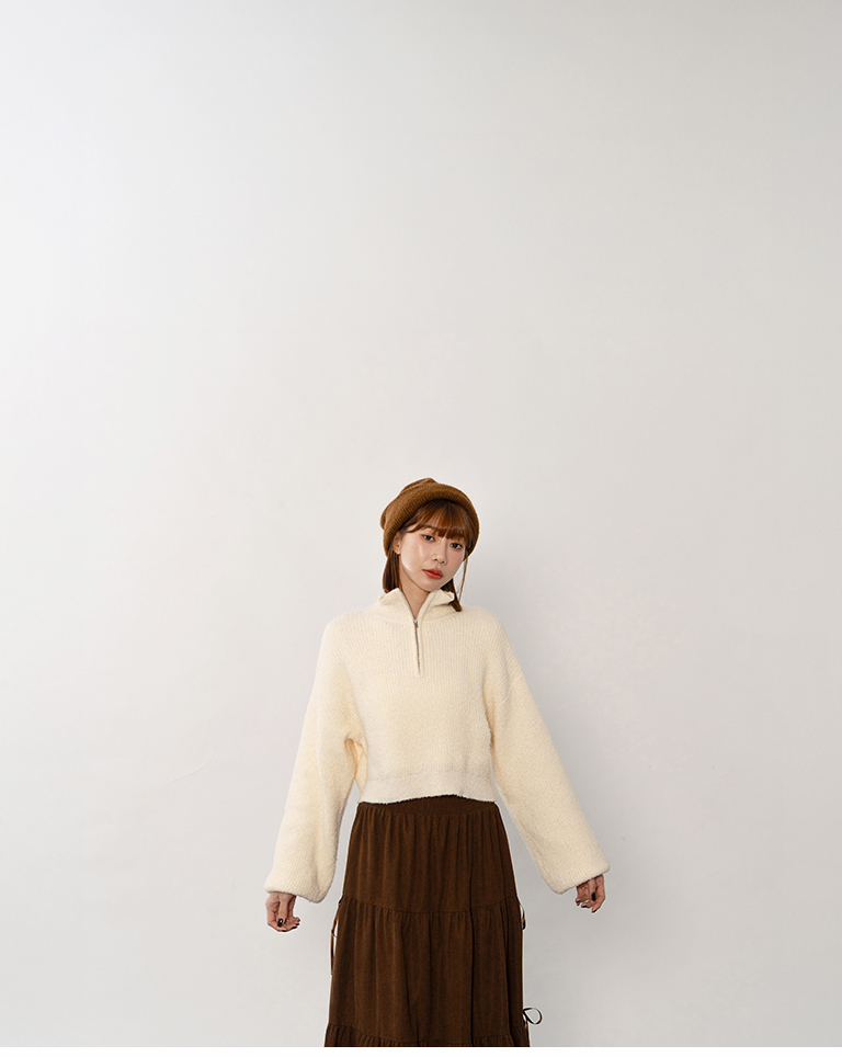 ハーフジップショートニット 3色展開