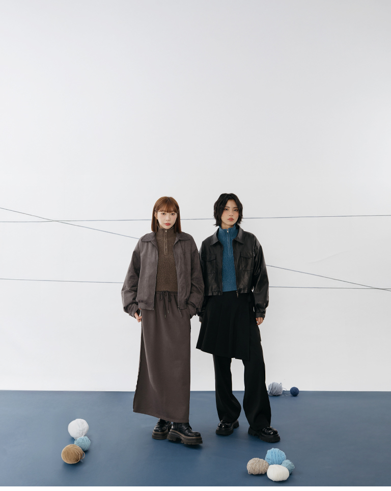 ハーフジップショートニット 3色展開