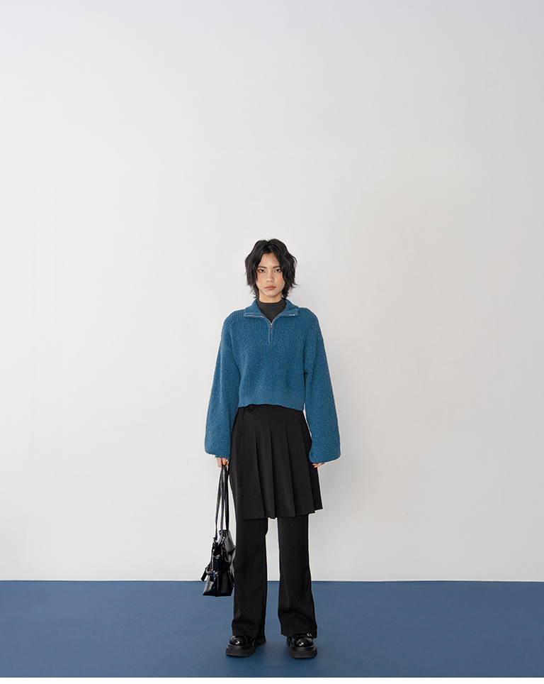 ハーフジップショートニット 3色展開