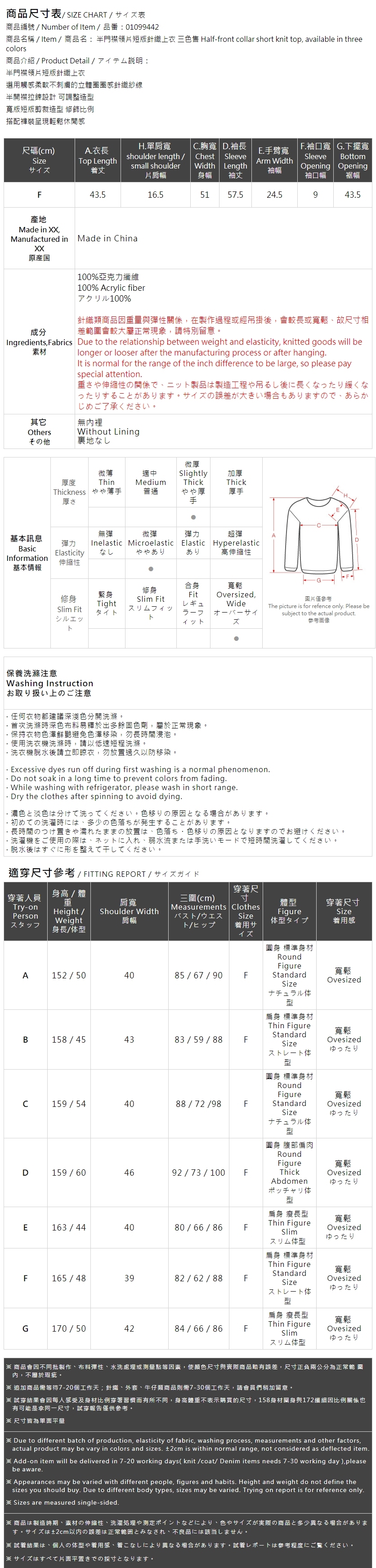 ハーフジップショートニット 3色展開