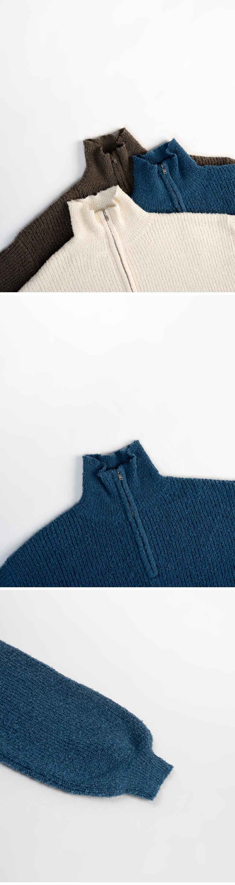 ハーフジップショートニット 3色展開