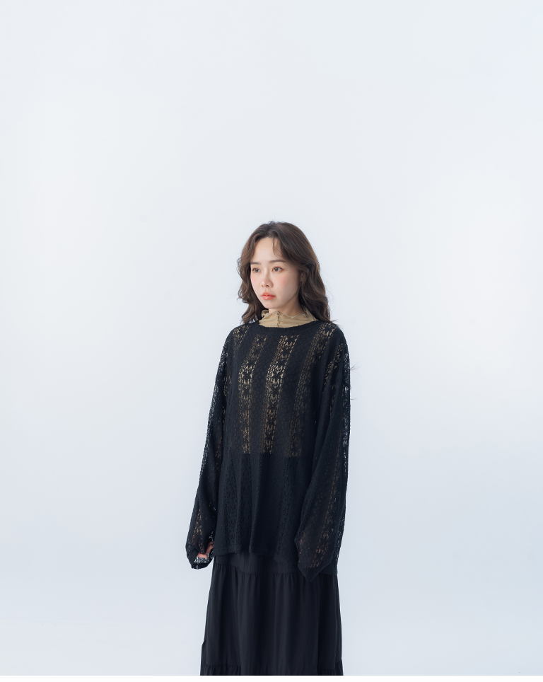 レースジャカードシアートップス 2色展開