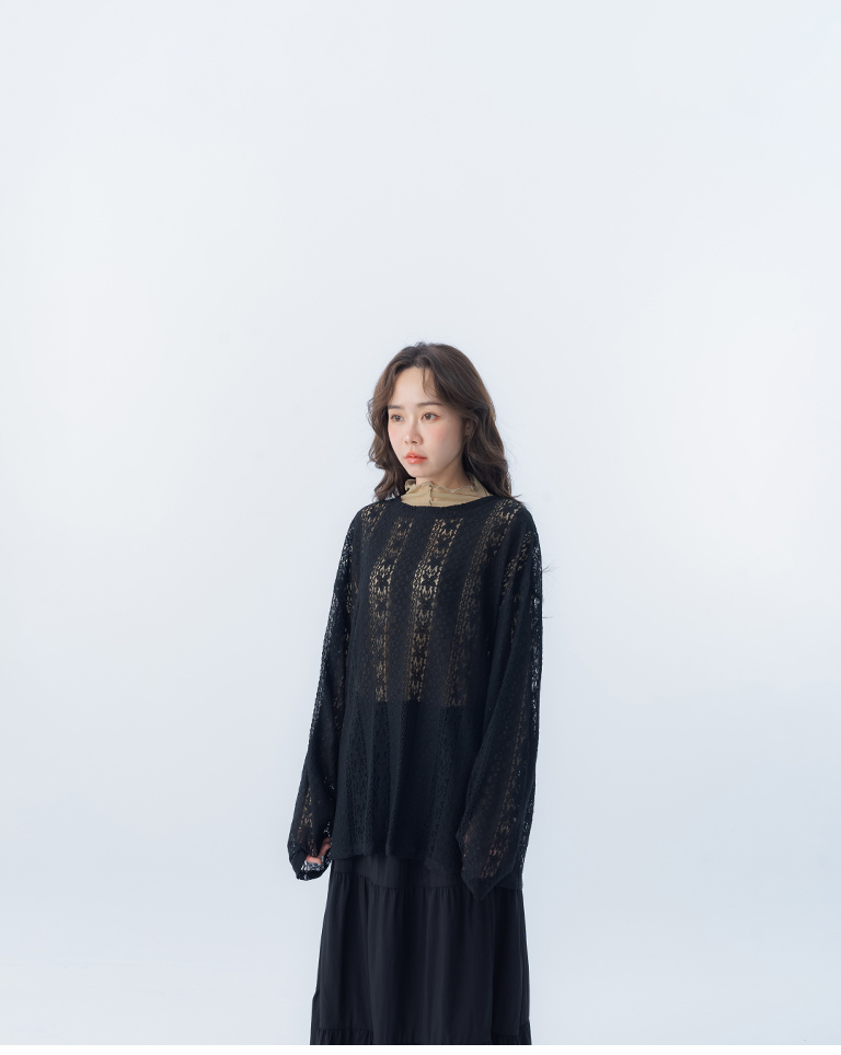 レースジャカードシアートップス 2色展開