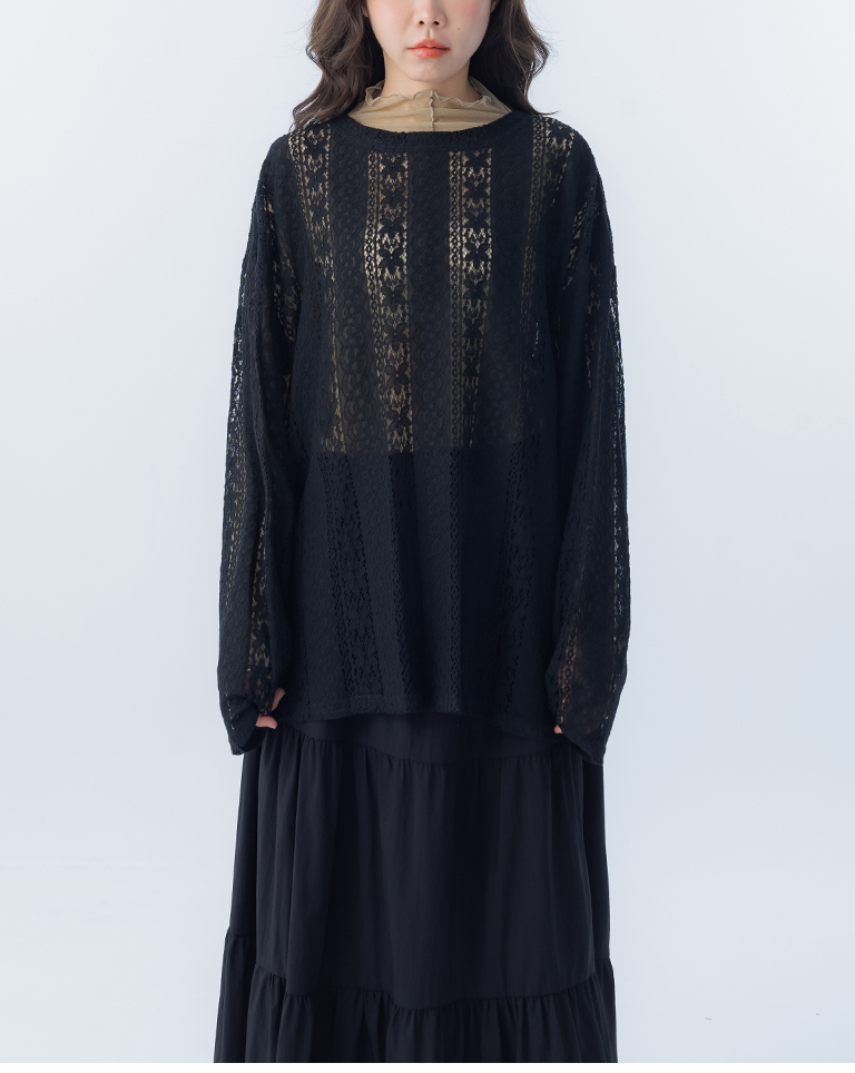 レースジャカードシアートップス 2色展開