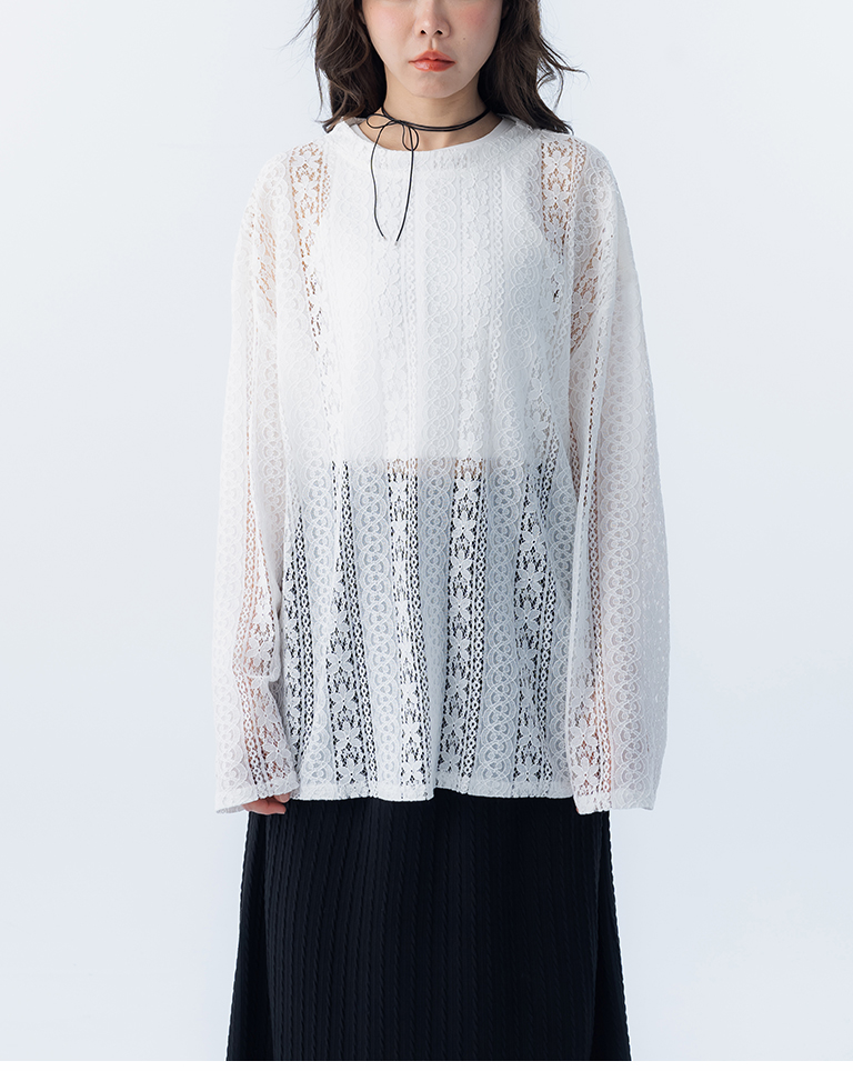 レースジャカードシアートップス 2色展開