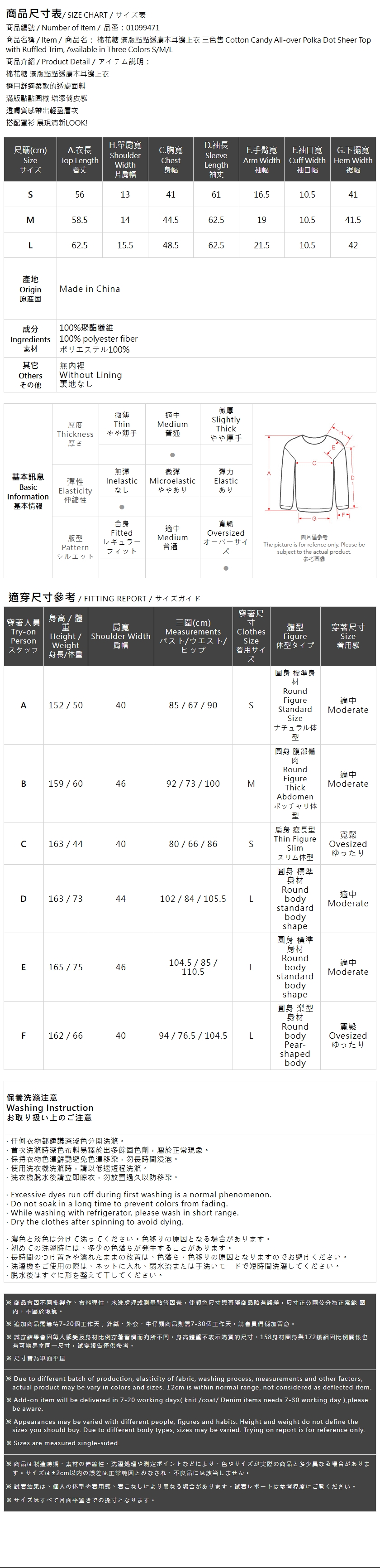 ドットシアーメロウトップス 3色展開