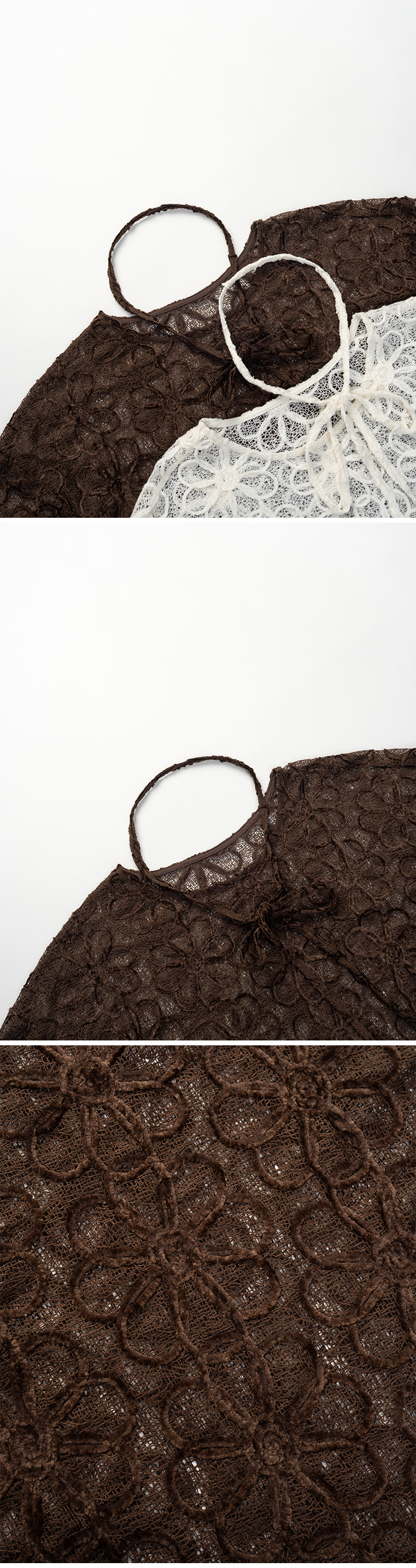 透かしフラワー刺繍トップス 2色展開