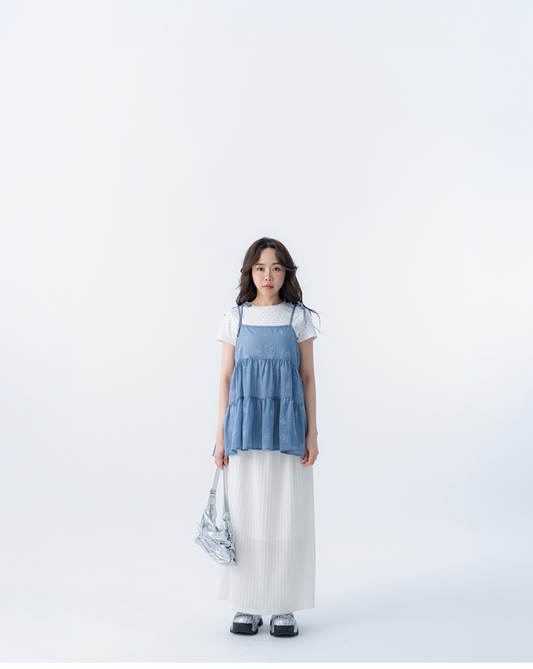 フラワー刺繍シアーキャミソール 4色展開