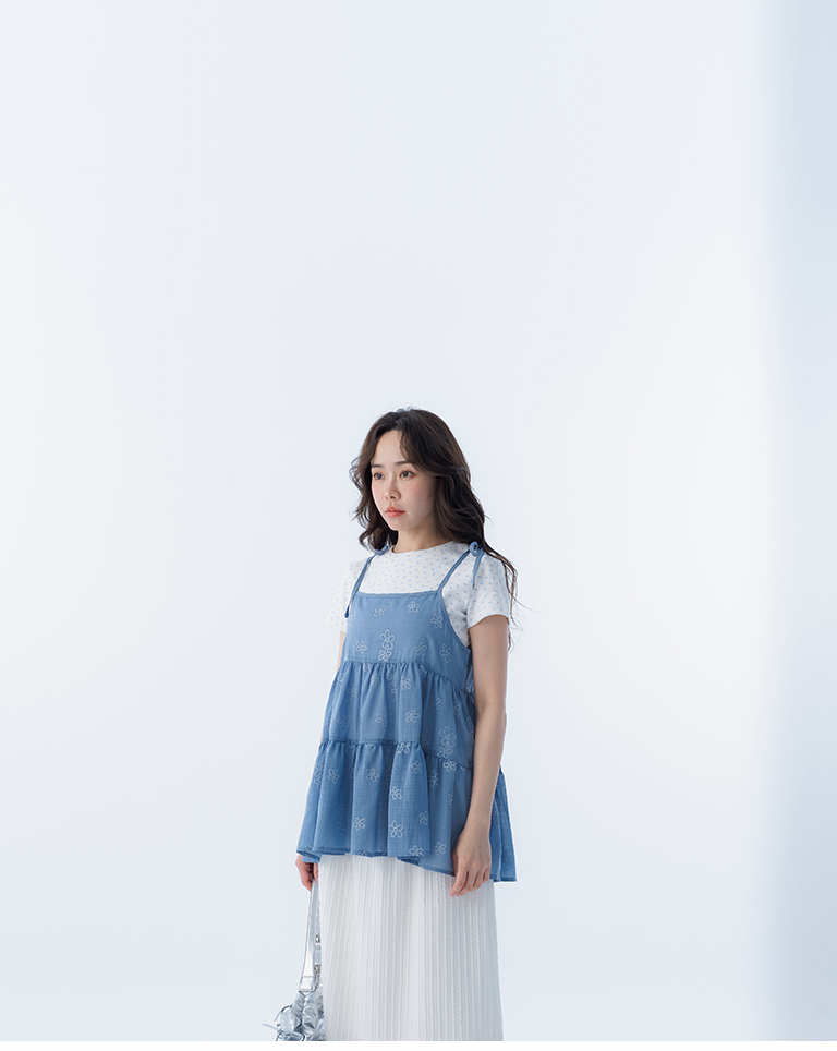 フラワー刺繍シアーキャミソール 4色展開