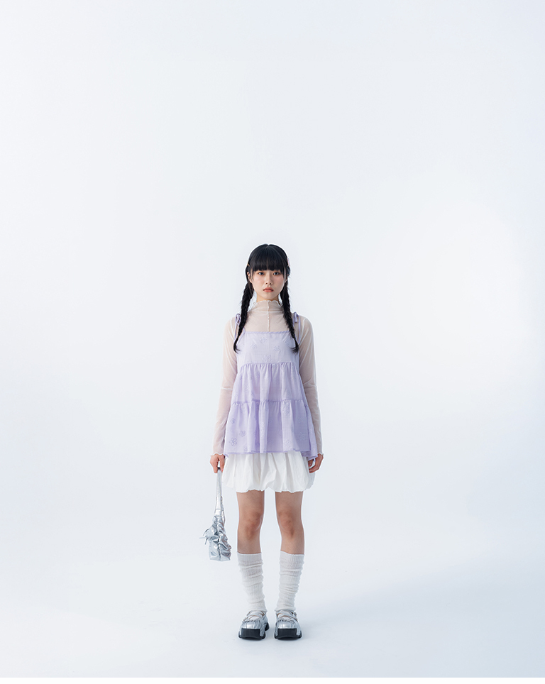 フラワー刺繍シアーキャミソール 4色展開