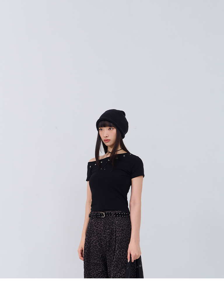 メタルボタンワンショルダートップス 3色展開