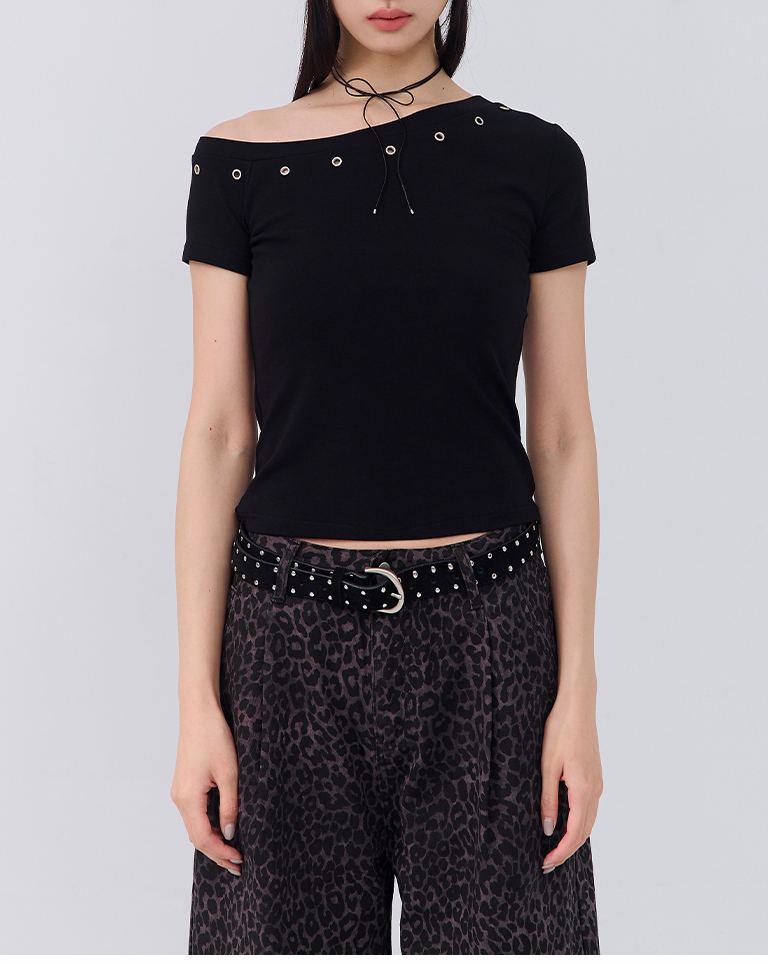 メタルボタンワンショルダートップス 3色展開