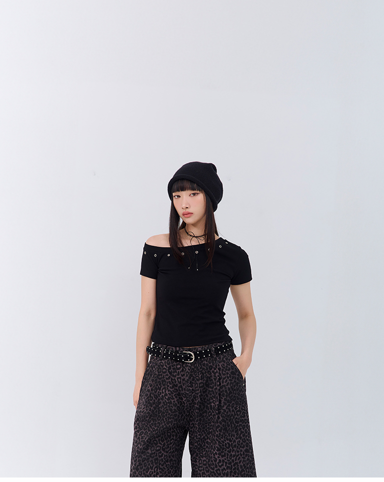 メタルボタンワンショルダートップス 3色展開