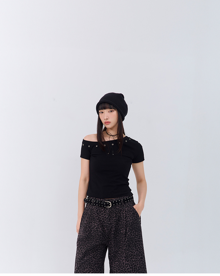 メタルボタンワンショルダートップス 3色展開