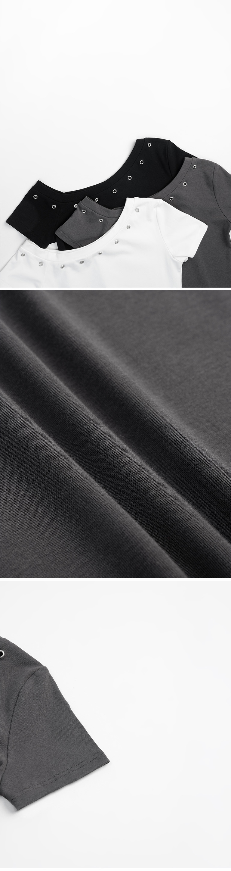 メタルボタンワンショルダートップス 3色展開