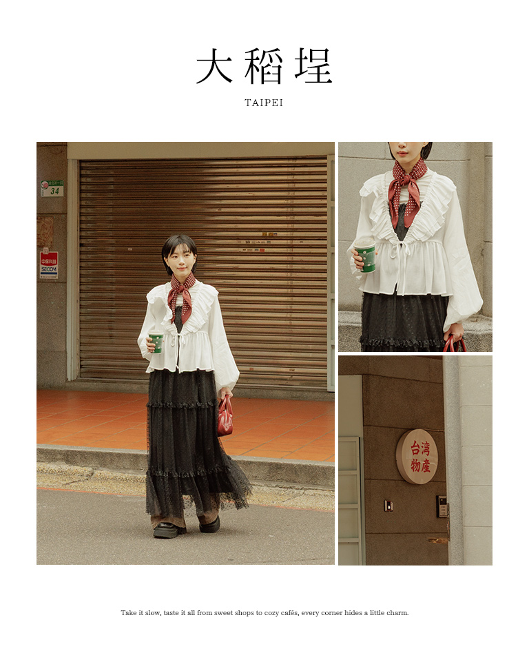 フリルカラーリボンシャツ風羽織 3色展開