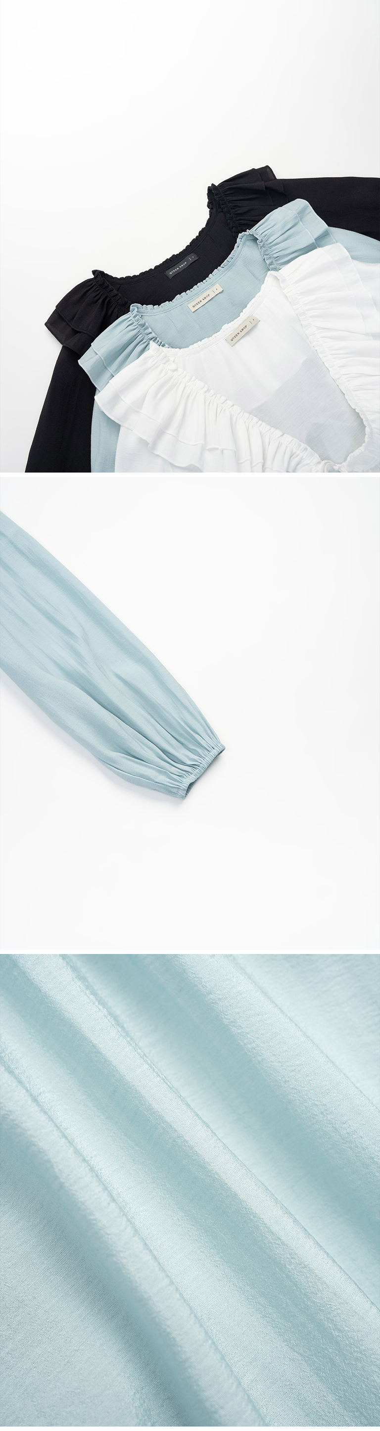 フリルカラーリボンシャツ風羽織 3色展開