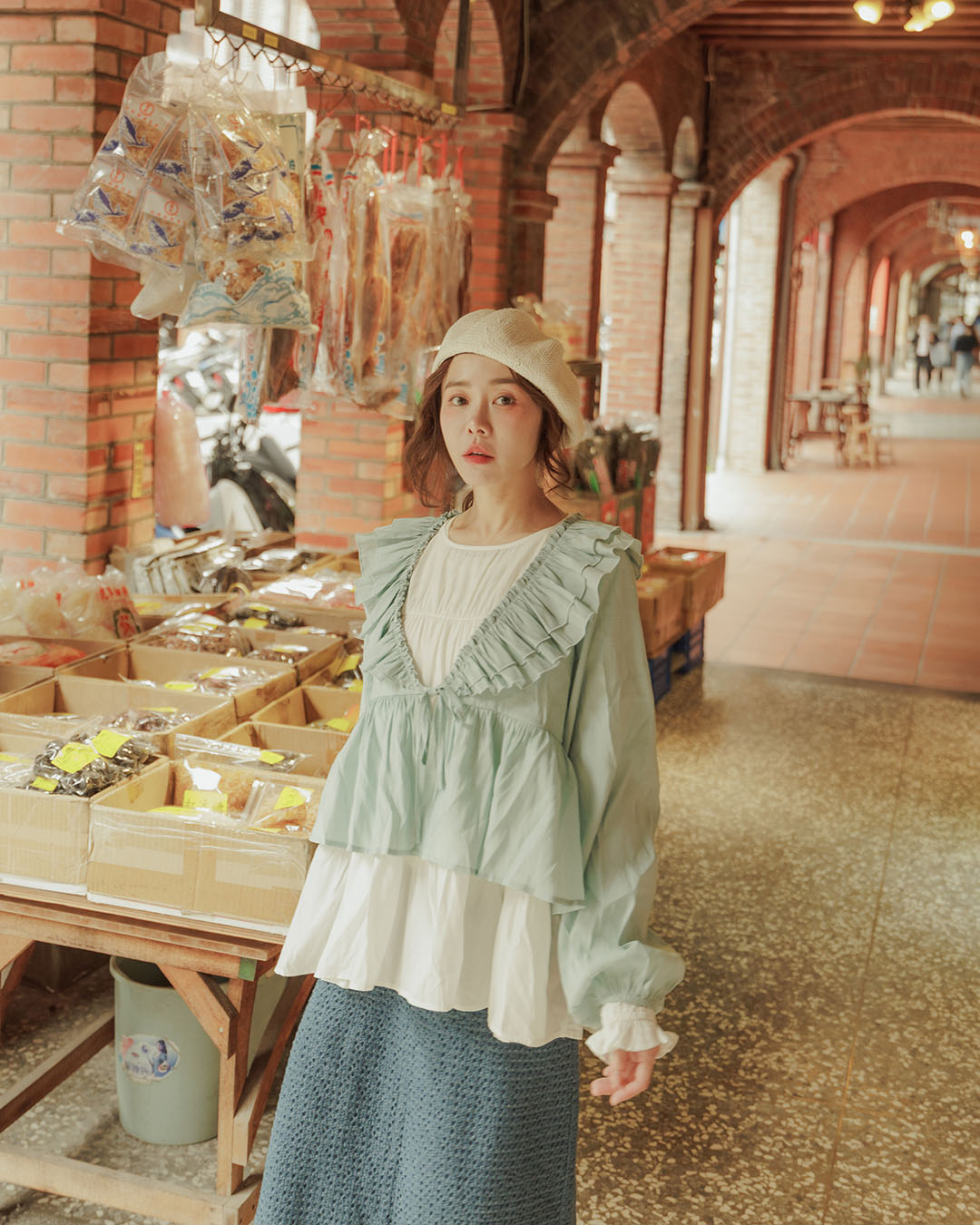 フリルカラーリボンシャツ風羽織 3色展開