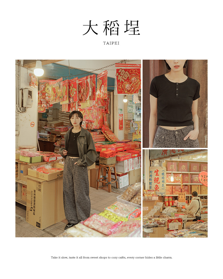 スナップボタンフィットトップス 4色展開